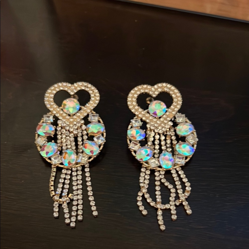 Elegant Heart-Shaped Gold and Silver Earrings